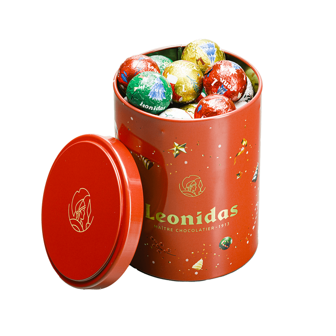 Leonidas zylinderf&ouml;rmigen Doze M, Weihnachtskugel Sortiment, 420 g