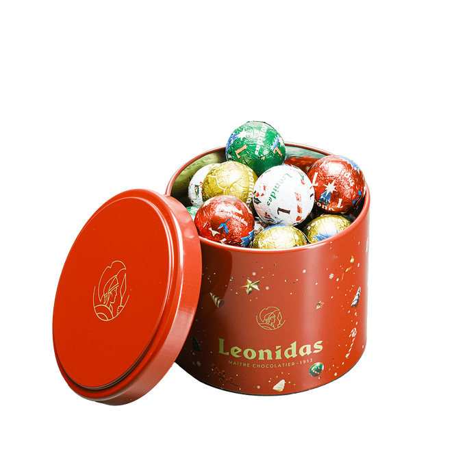 Leonidas cilinder doos M, Kerstballetjes assortiment - 250 g